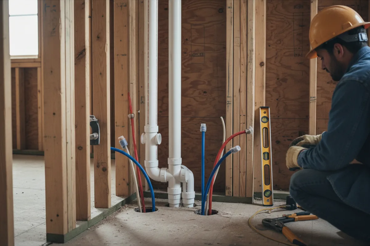 Drain and supply rough-in during Leak Detection in Penngrove