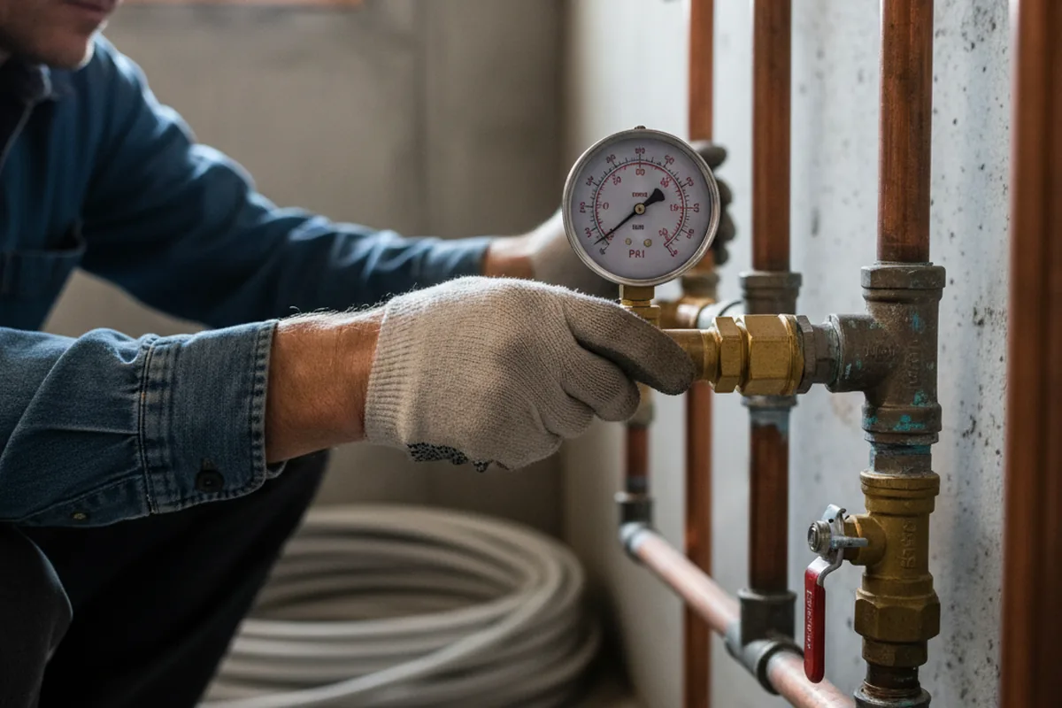 Pressure testing a repaired line during Water Line Repair in Penngrove